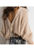Women Beautiufl Long Sleeve Solid Pattern Hollow Sweater