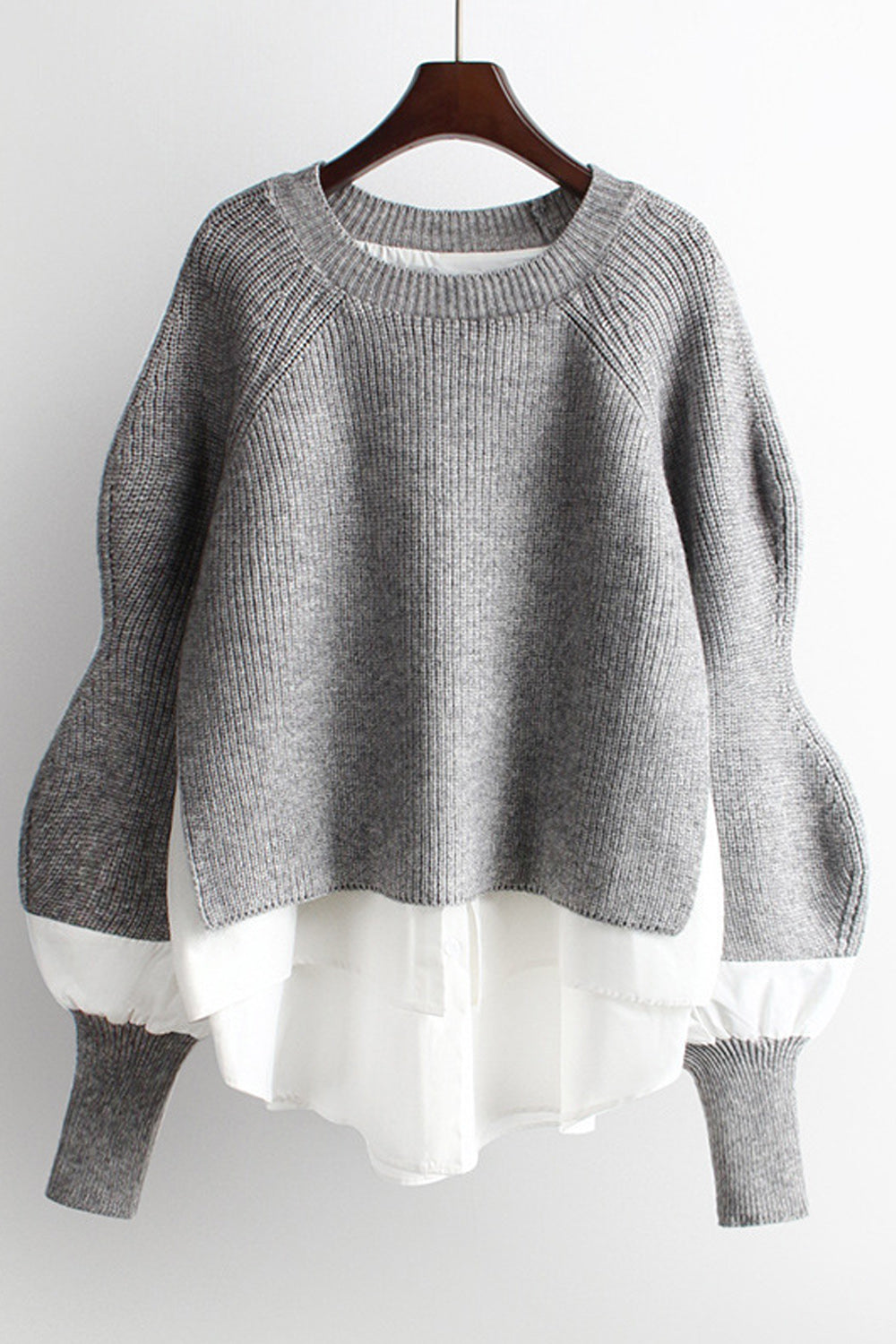 Women Stylish Contrast Color Round Neck Warm Winter Sweater