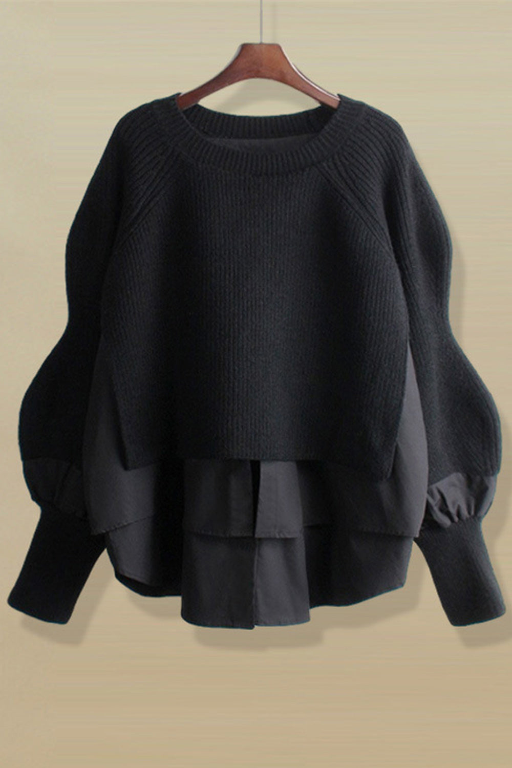 Women Stylish Contrast Color Round Neck Warm Winter Sweater