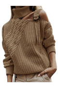 Women Convenient High Neck Long Sleeve Breathable Sweater