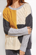 Women Contrast Color Stylish Soft Long Sleeve Sweater
