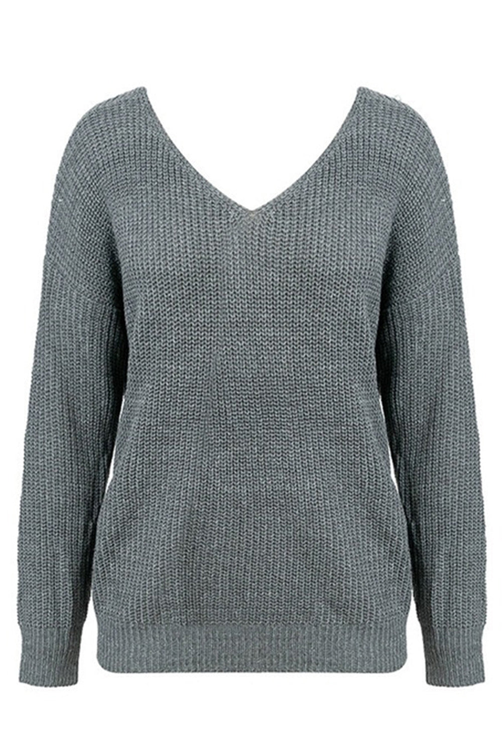 Women Stretchable Long Sleeve V-Neck Comfortable Sweater
