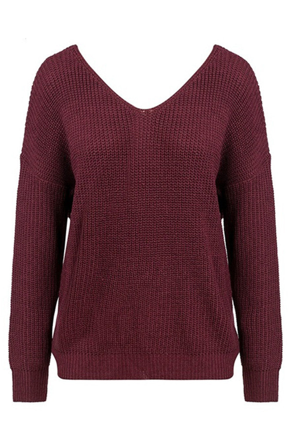 Women Stretchable Long Sleeve V-Neck Comfortable Sweater