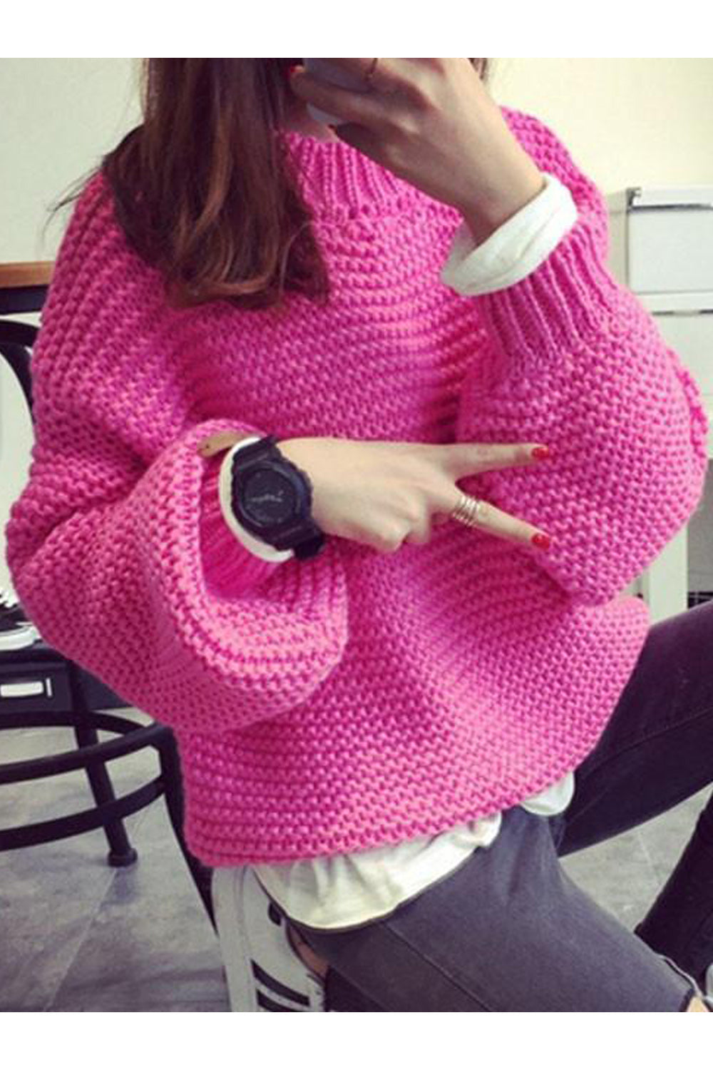 Women Classic Hollow Mesh Solid Color Windbreaker Sweater