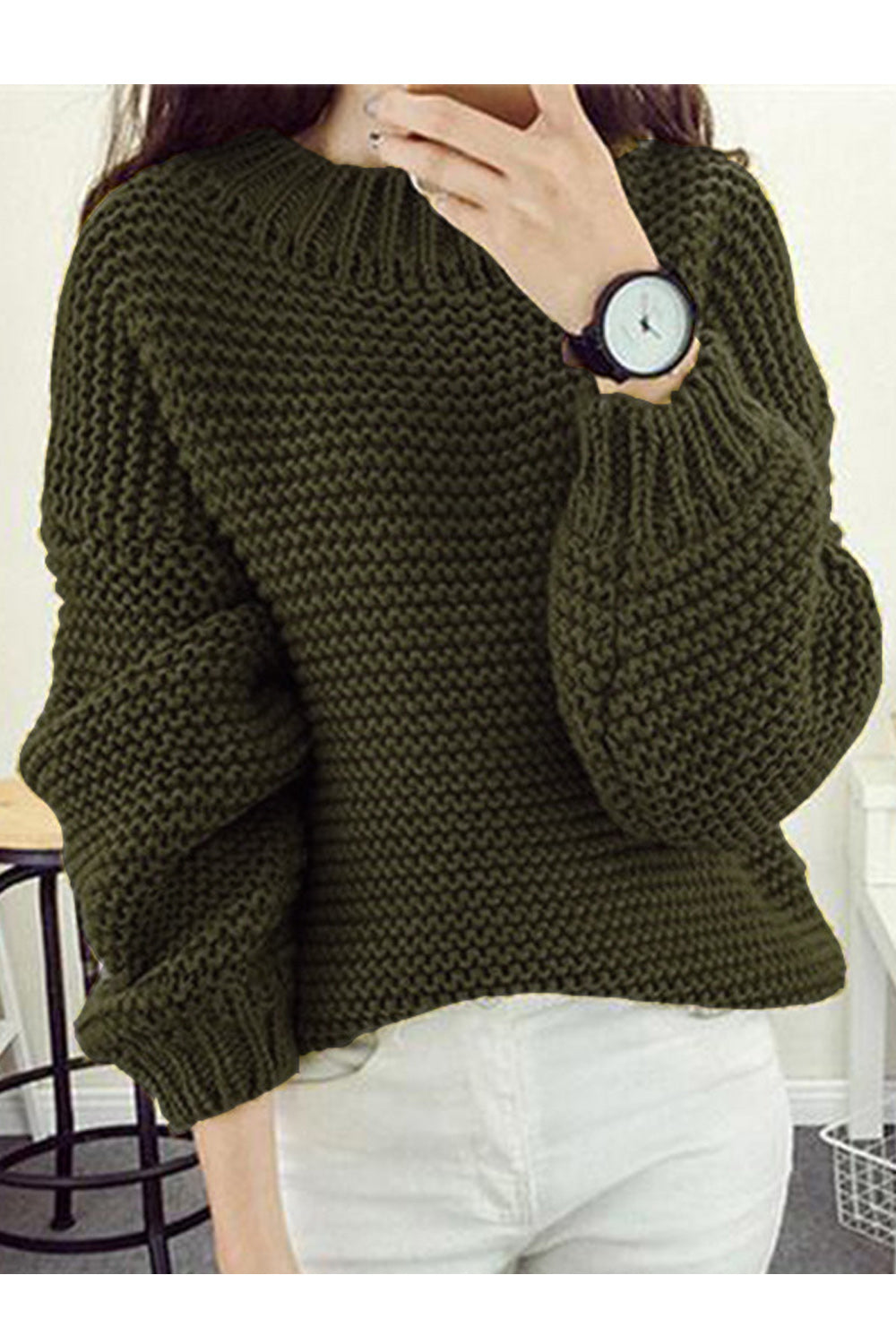 Women Classic Hollow Mesh Solid Color Windbreaker Sweater