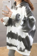 Women Loose Fit Contrast Color Warm Hoodie