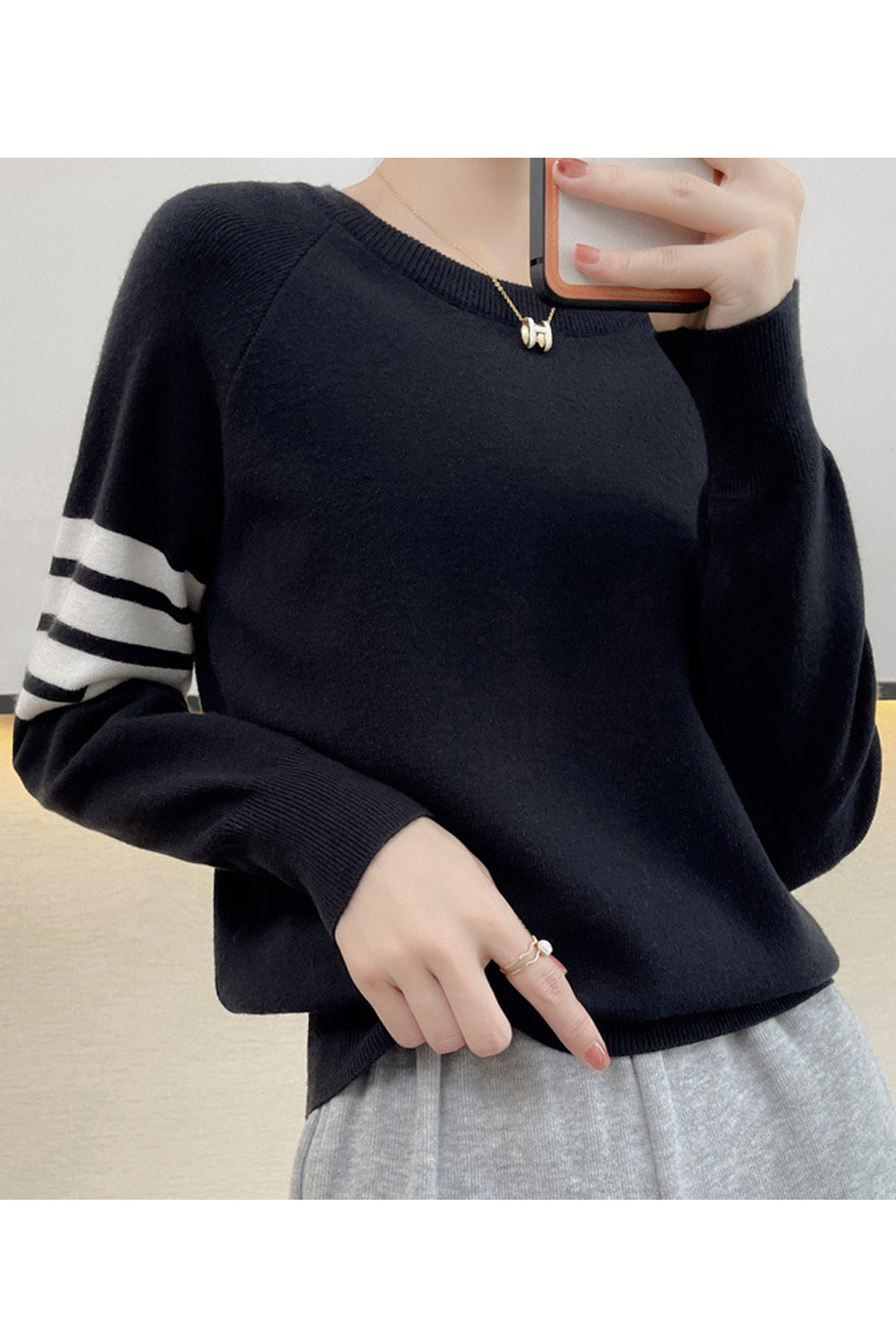 Women Elegant Solid Colored Deep V-Neck Cozy Stylish Sweater