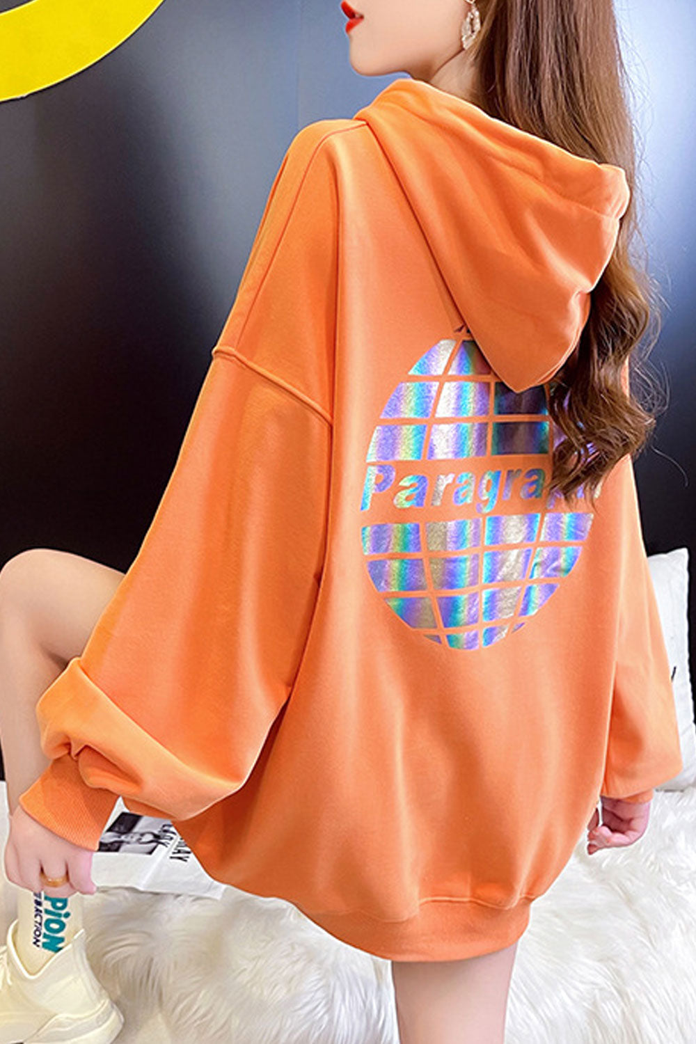 Women Hooded Neck Style Long Sleeve Elasticated Hem Elegant Hoodie