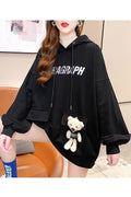 Women Hooded Neck Style Long Sleeve Elasticated Hem Elegant Hoodie
