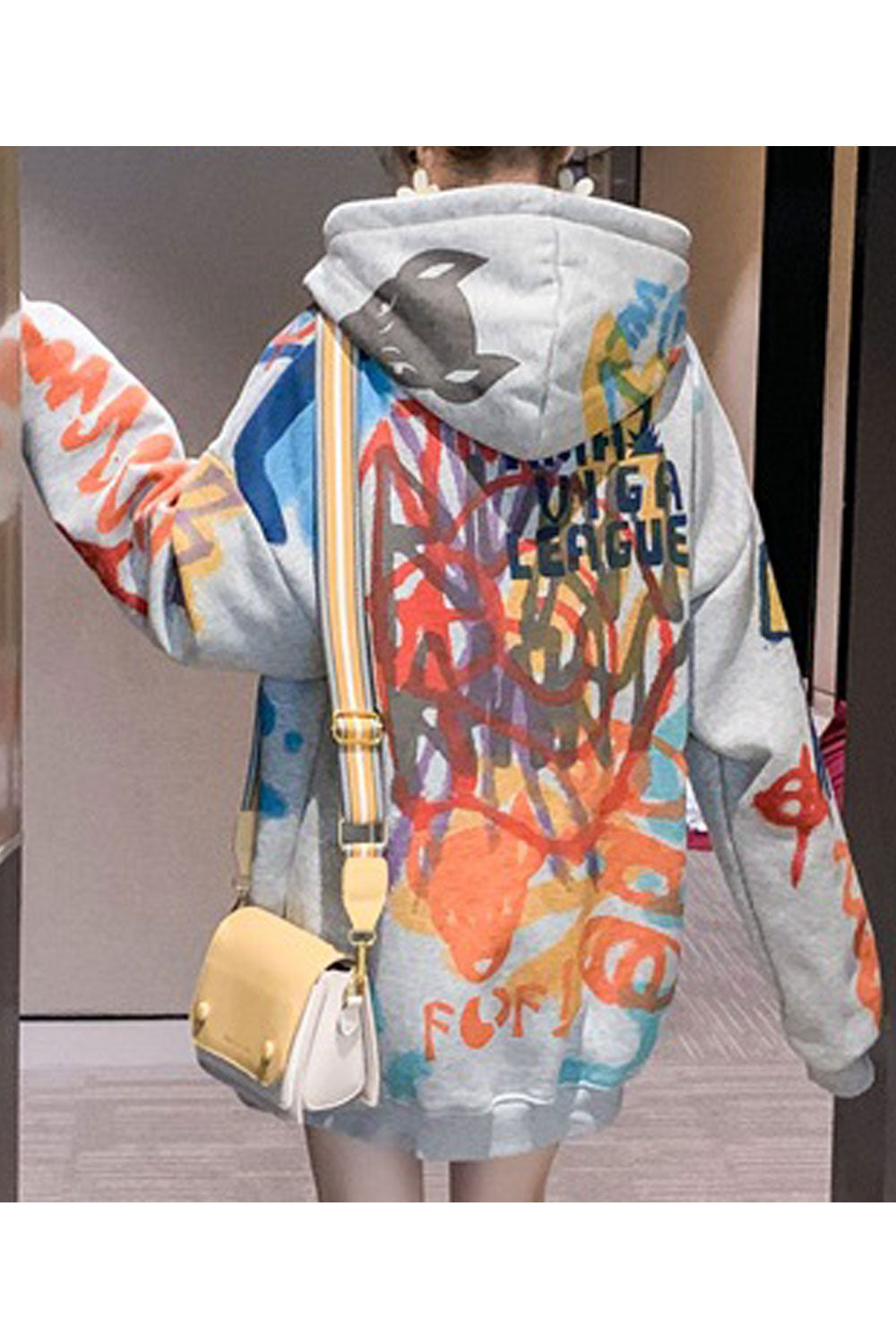 Women Colorful Printed Pattern Stretchable Cozy Stylish Hoodie
