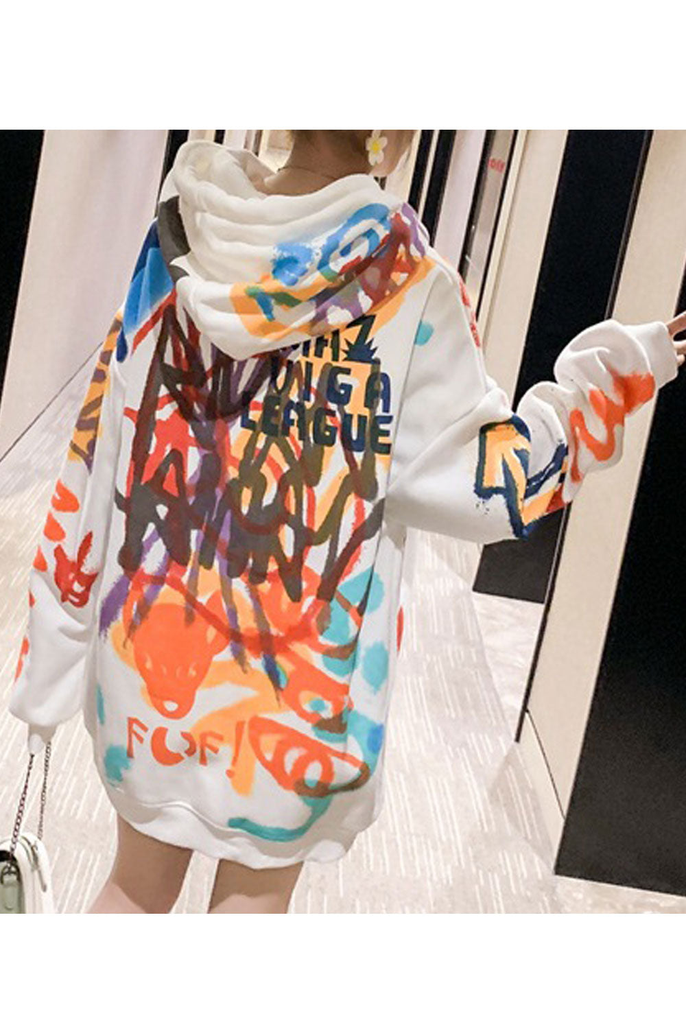 Women Colorful Printed Pattern Stretchable Cozy Stylish Hoodie