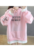 Women Charming Letter Embroidered Solid Color Hoodie
