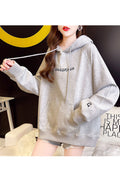 Women Solid Pattern Elastic Cuff Comfy Loose Warm Hoodie
