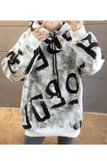 Women Hooded Neck Warm Letter Printed Hoodie