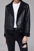 Women Stylish Solid Color Lapel Collar Wam Jacket