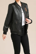 Women Slim Fit Long Sleeve Lace Stylish Leather Jacket