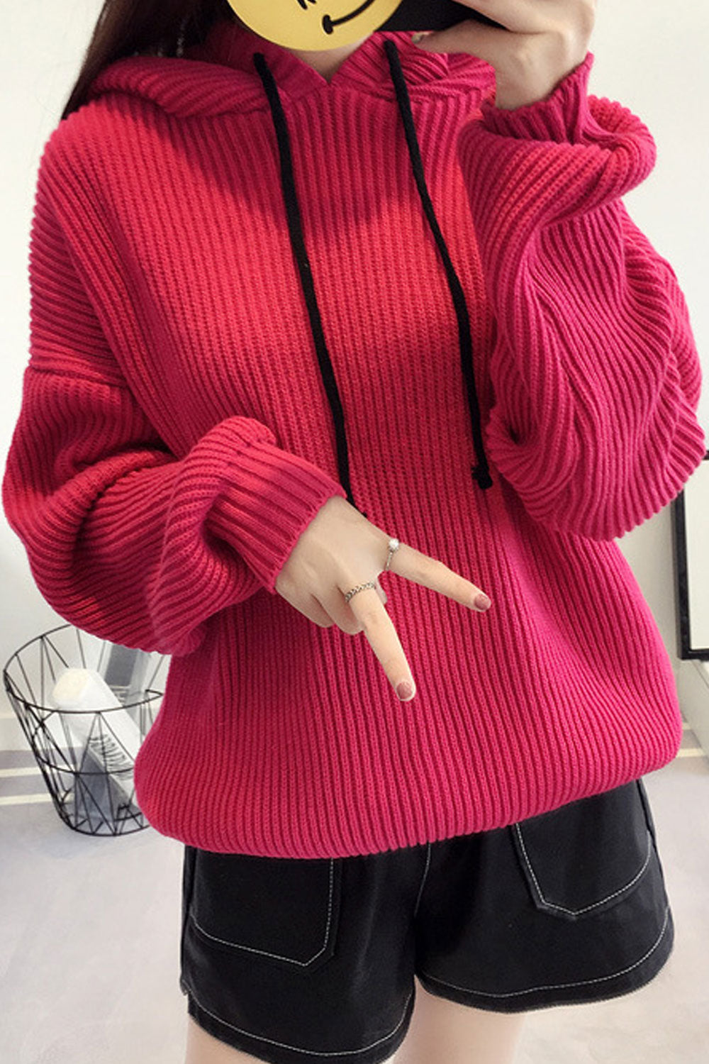 Women Solid Colored Pattern Comfy Long Sleeve Soft Hoodie