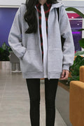 Women Awesome Outing Solid Color Zipper closure Hoodie