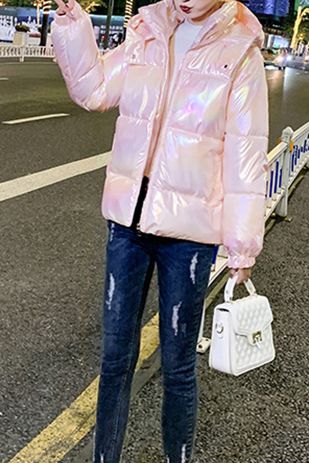 Women Puffy Long Sleeve Cotton Padded Winter Jacket