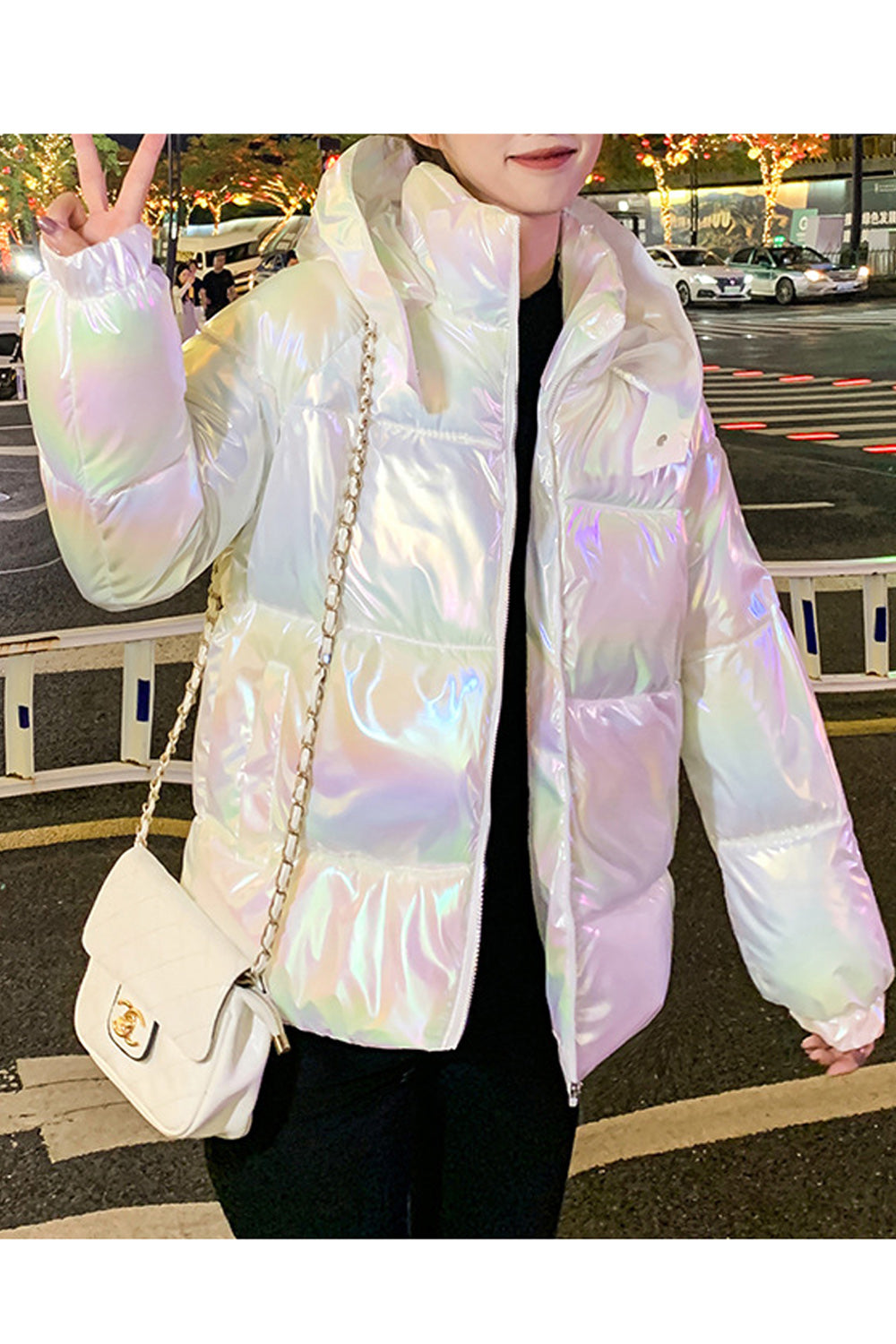 Women Puffy Long Sleeve Cotton Padded Winter Jacket
