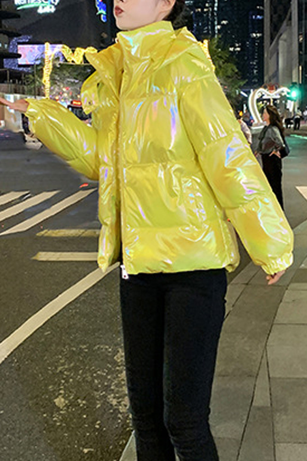 Women Puffy Long Sleeve Cotton Padded Winter Jacket