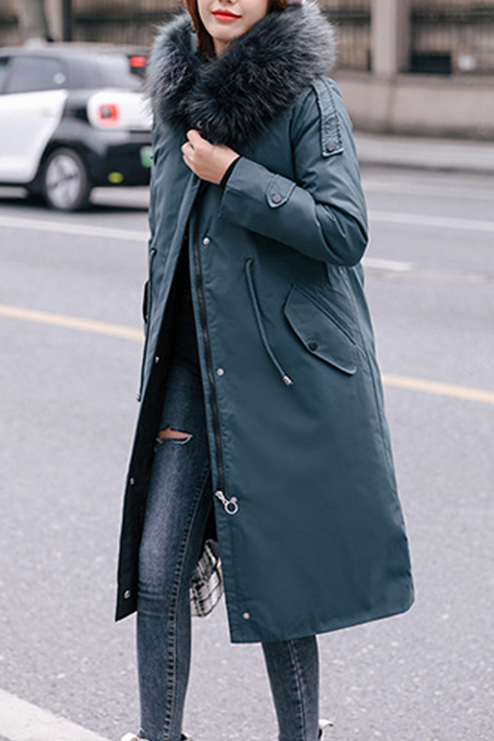 Women Hooded Warm Winter Cotton Padded Long Jacket