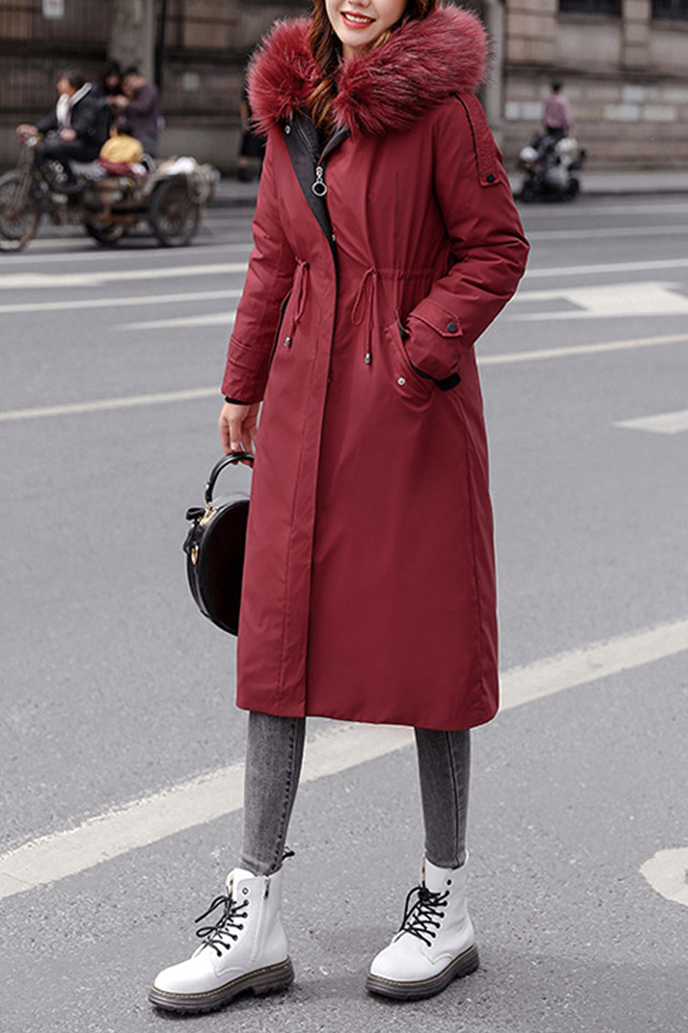 Women Hooded Warm Winter Cotton Padded Long Jacket
