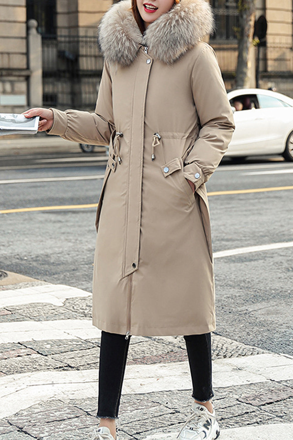 Women outings Solid Color Knee Length Padded Jacket