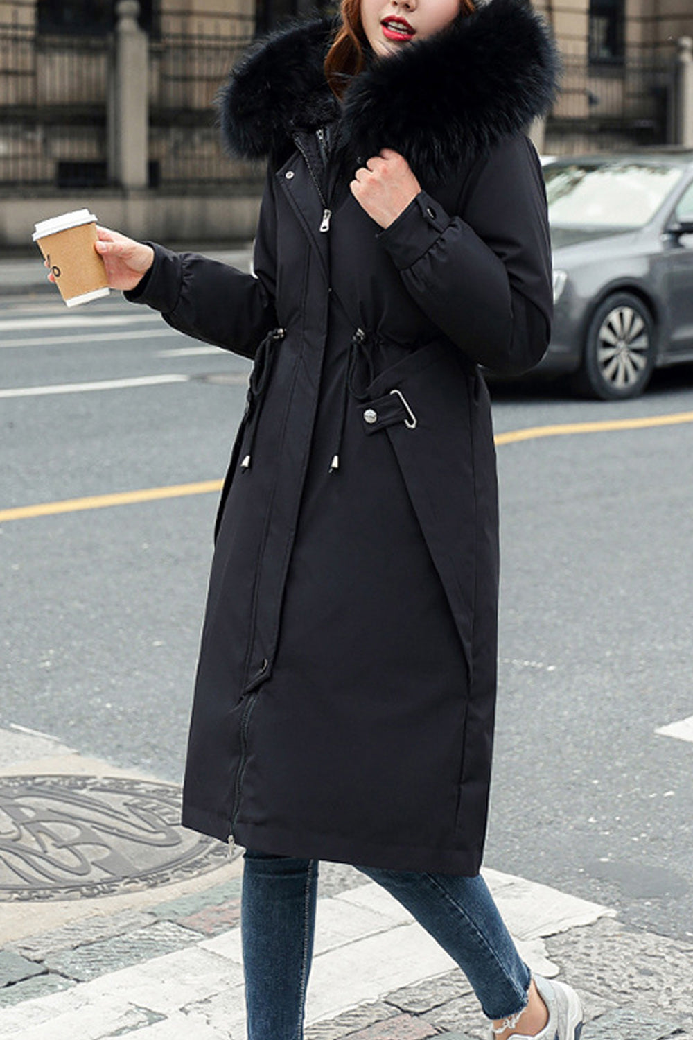 Women outings Solid Color Knee Length Padded Jacket