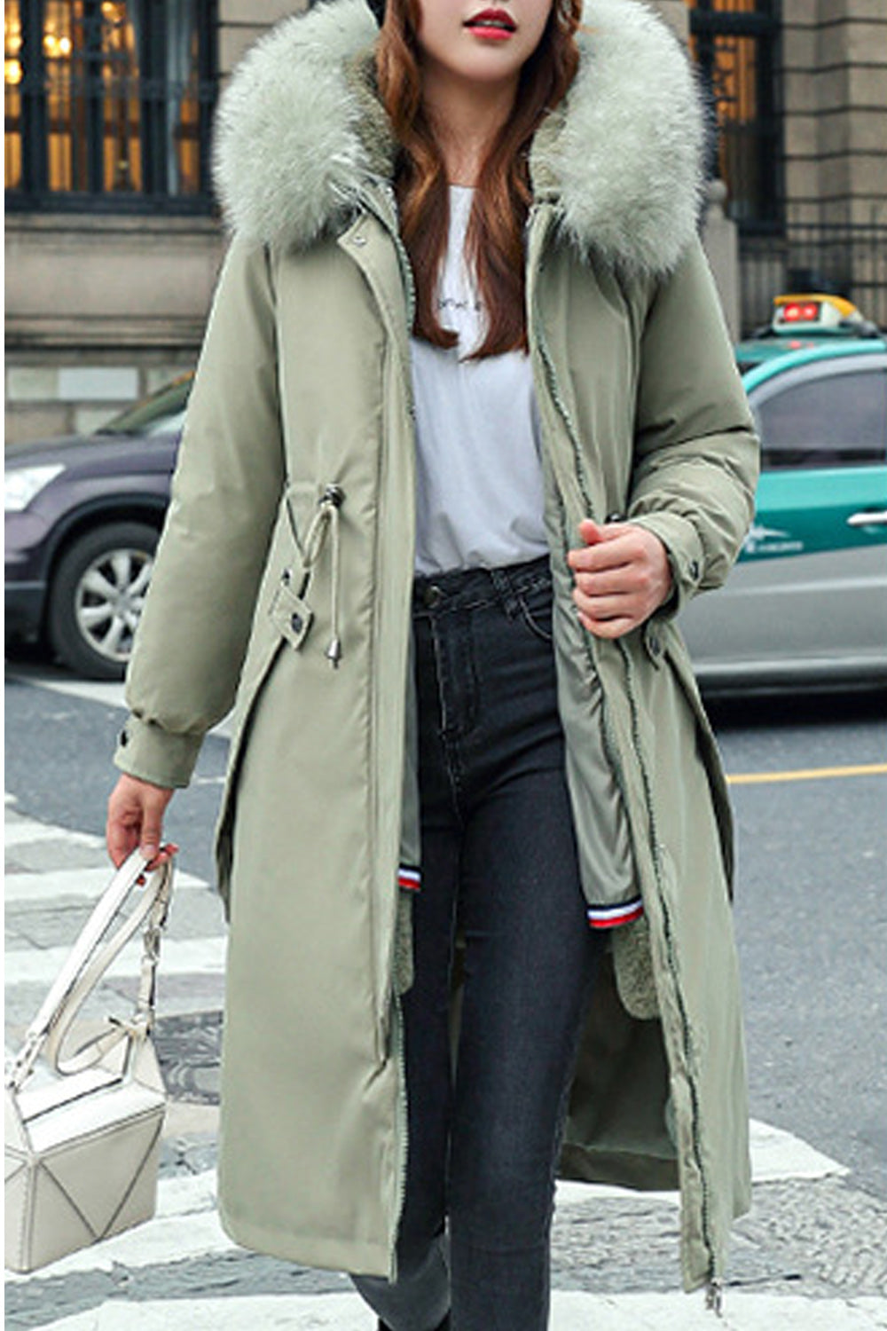 Women outings Solid Color Knee Length Padded Jacket