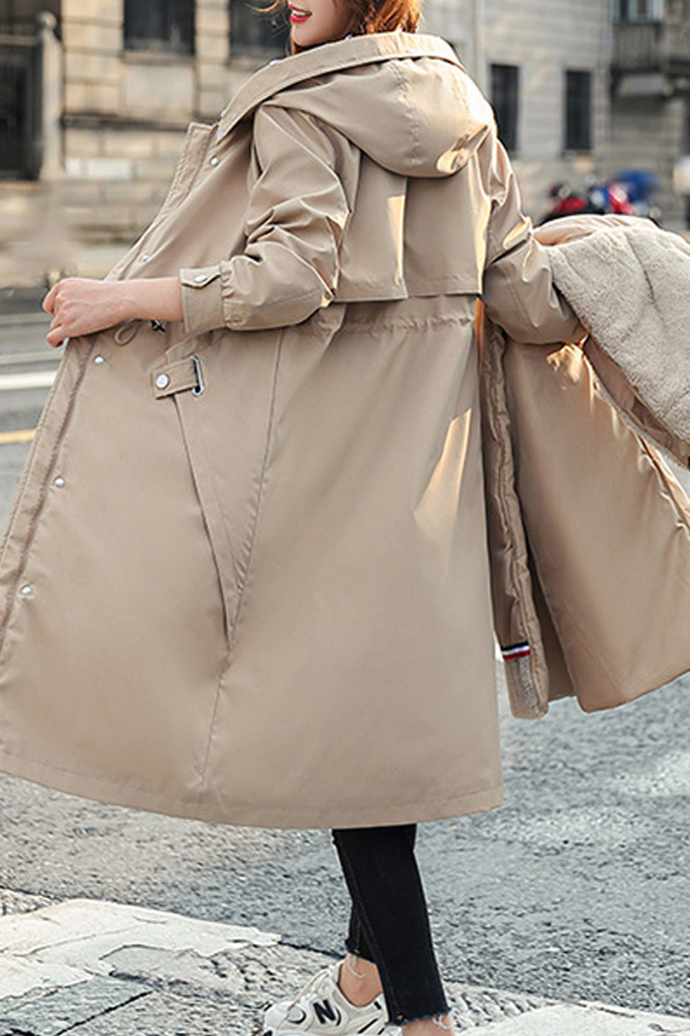Women outings Solid Color Knee Length Padded Jacket