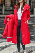 Women outings Solid Color Knee Length Padded Jacket