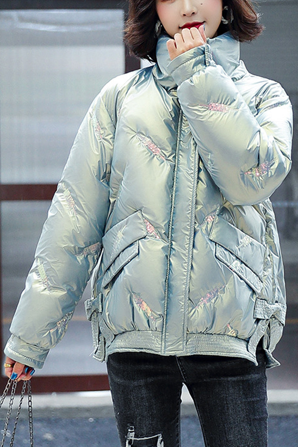 Women Comfort Warm Padded Zip Up Winter Jacket