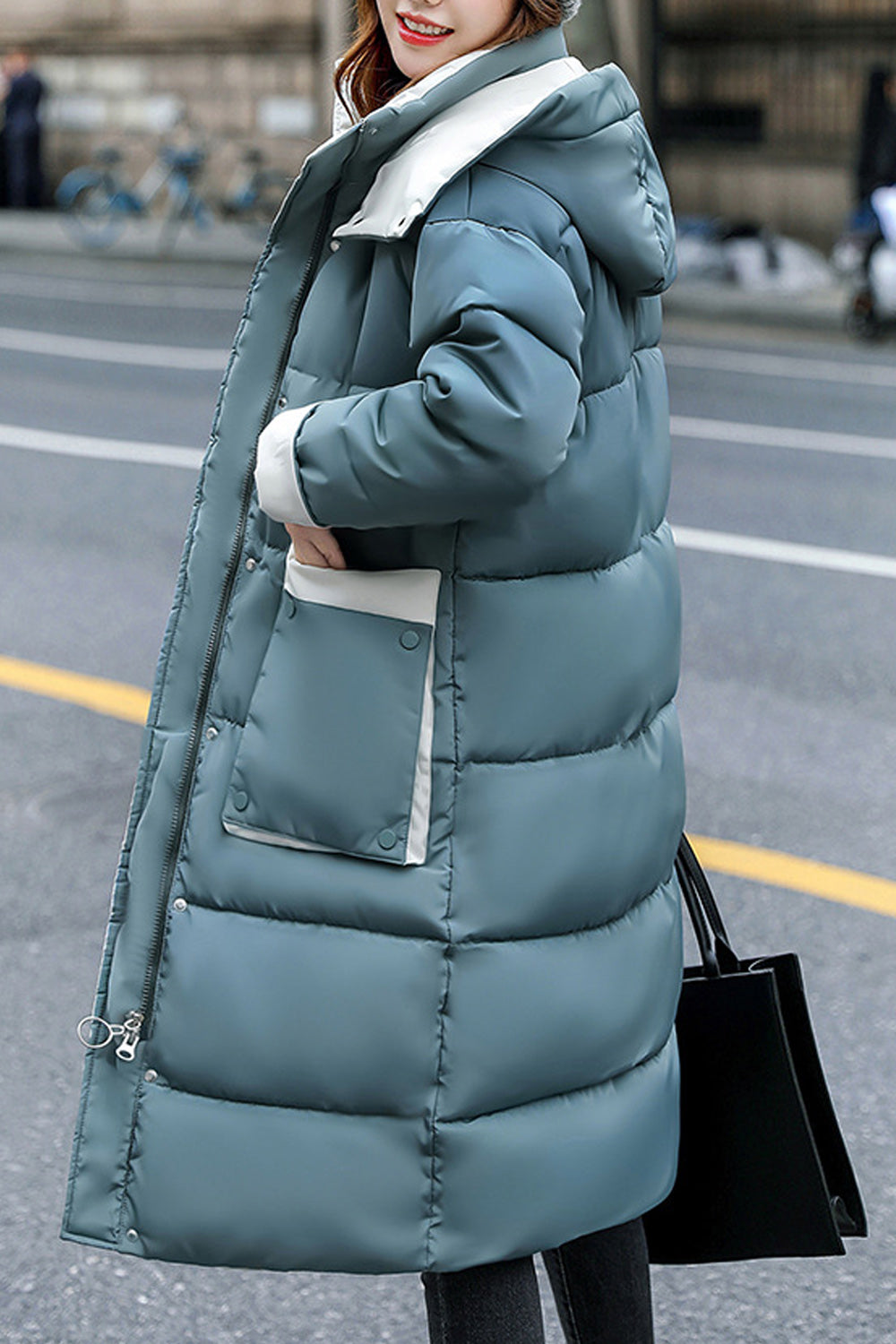 Women Loose Padded Zipper Long Winter Jacket