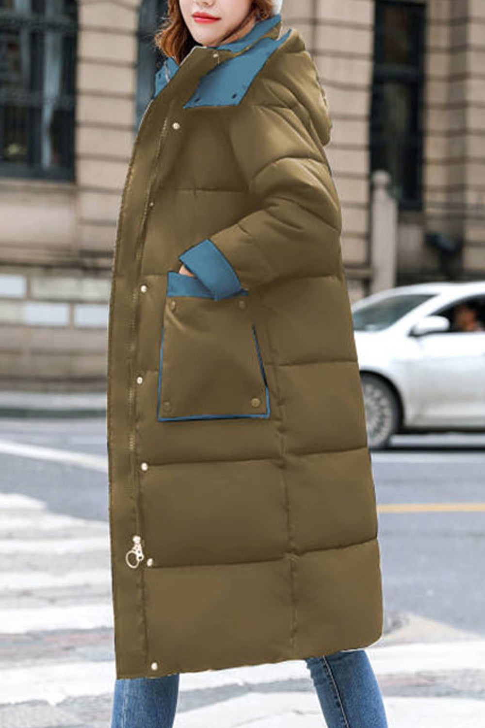 Women Loose Padded Zipper Long Winter Jacket