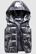 Women Stylish Oblique Pockets Zipper Closure Soft Padded Vest