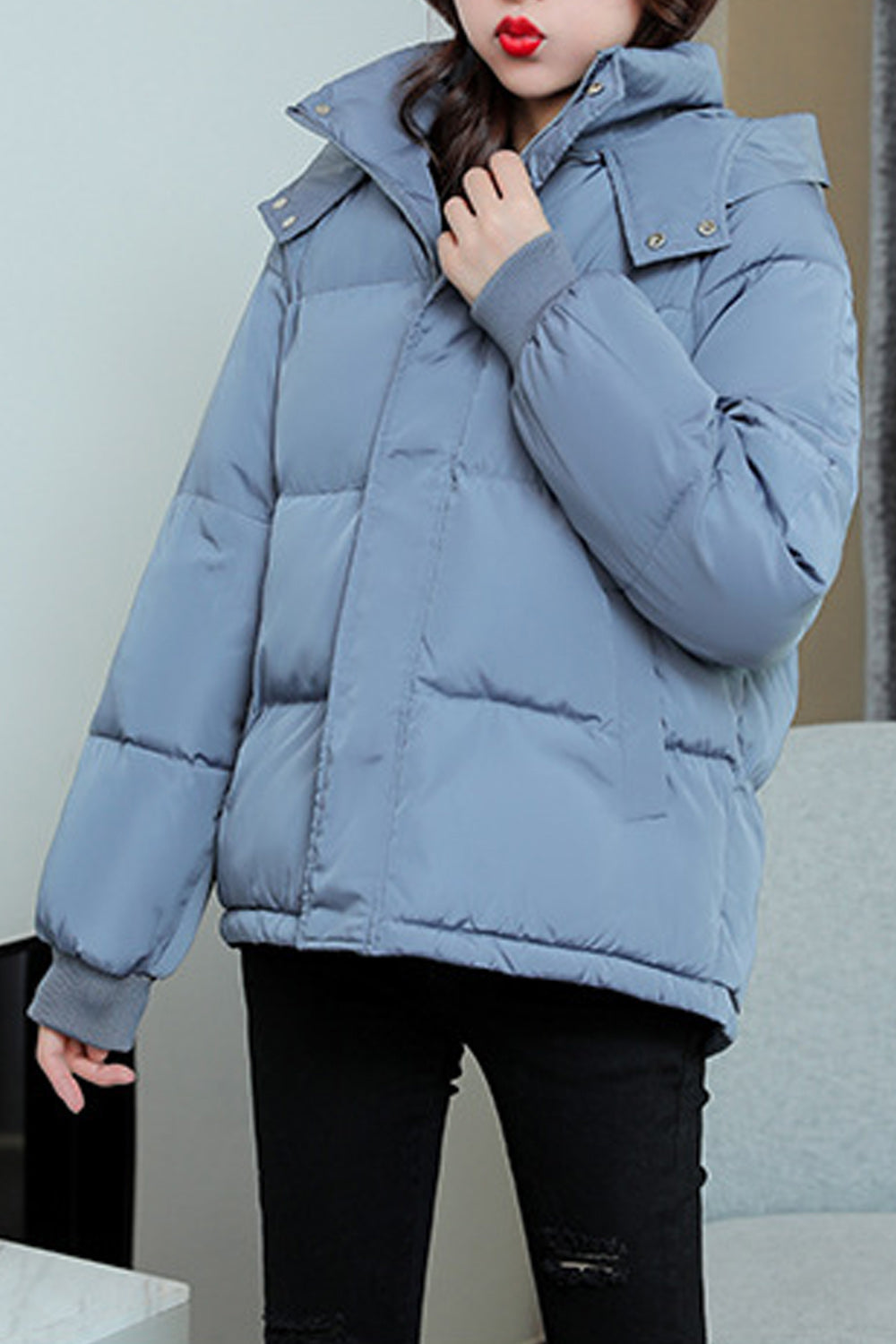 Women Thick Padded Stand Collar Winter Snow Jacket