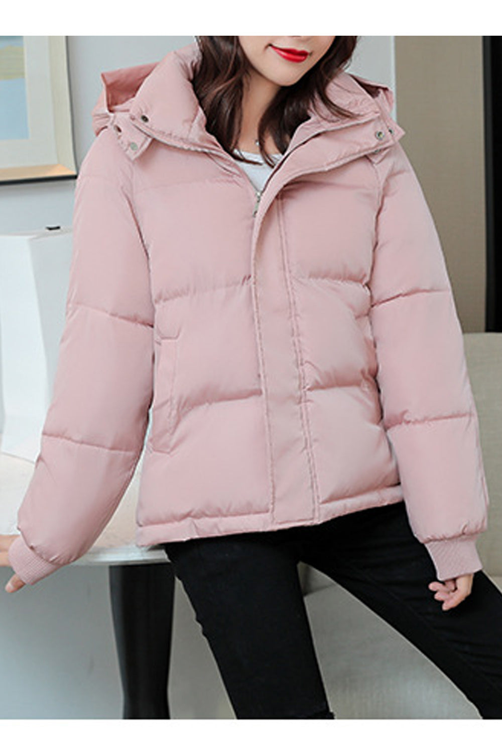 Women Thick Padded Stand Collar Winter Snow Jacket