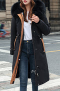 Women Stylish Mid Length Solid Color Zip Closure Winter Cozy Padded Jacket