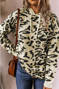 Women Leopard Pattern Breathable Long Sleeve Elegant Styled Hoodie