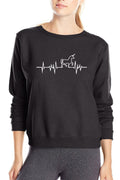 Women Decent Printed Pattern Ribbed Cuff Lightweight Sweatshirt