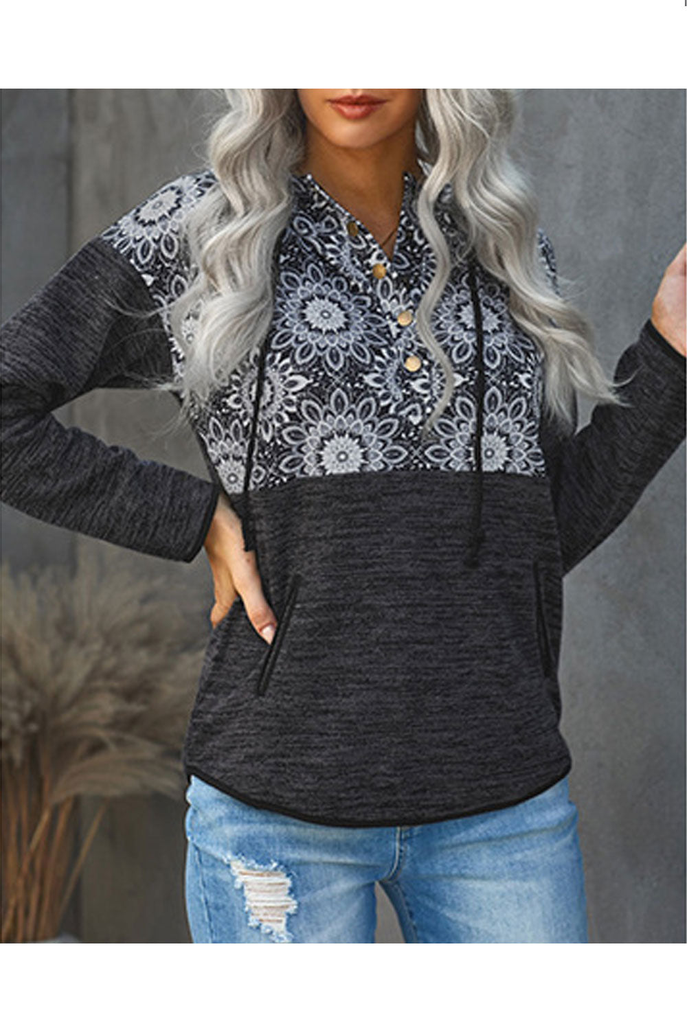 Women Loose Style Breathable Long Sleeve Printed Pattern Comfy Hoodie