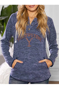 Women Letter Printed Attached Hood Loose Fit Warm Hoodie