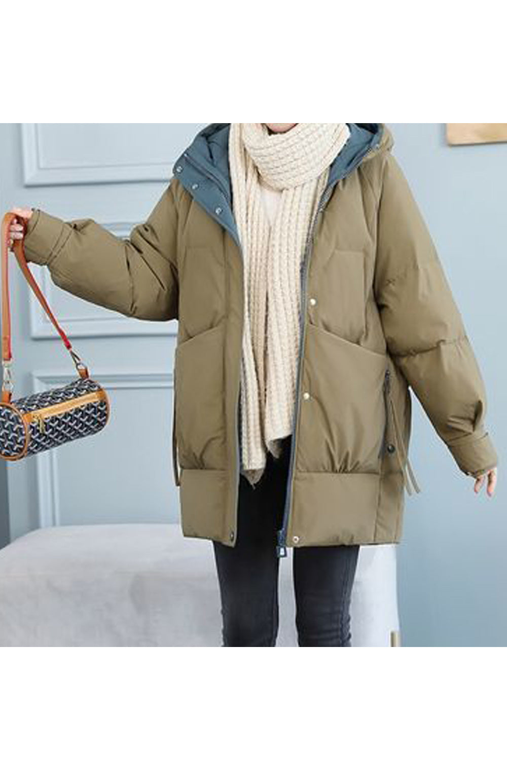 Women Regular Fit Solid Colored Long Sleeve Hooded Style Padded Jacket