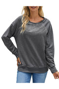 Women Warm Long Sleeve Solid Color Elegant Sweatshirt