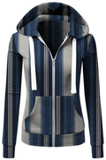 Women Amazing Printed Pattern Ribbed Cuff Slim Fit Style Hooded Neck Zipper Closure Dress