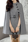 Women Beautiful Lattice Pattern Stand Up Collar Open Sleeves Coat