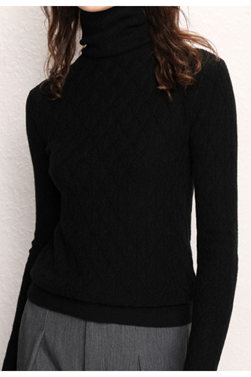 Women High Neck Slim Fit Long Sleeve Modern Superb Solid Pattern Amazing Winter Casual Sweater