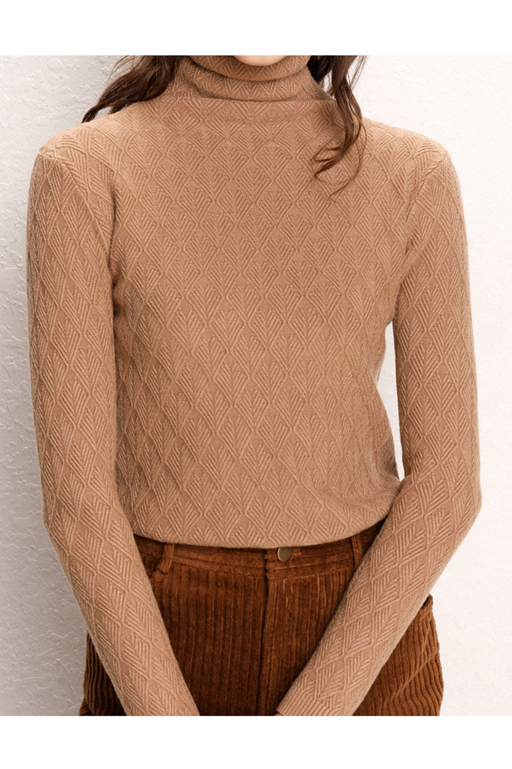 Women High Neck Slim Fit Long Sleeve Modern Superb Solid Pattern Amazing Winter Casual Sweater
