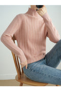 Women Trendy Turtle Neck Long Sleeve Superb Solid Pattern Loose Modern Pullover Sweater